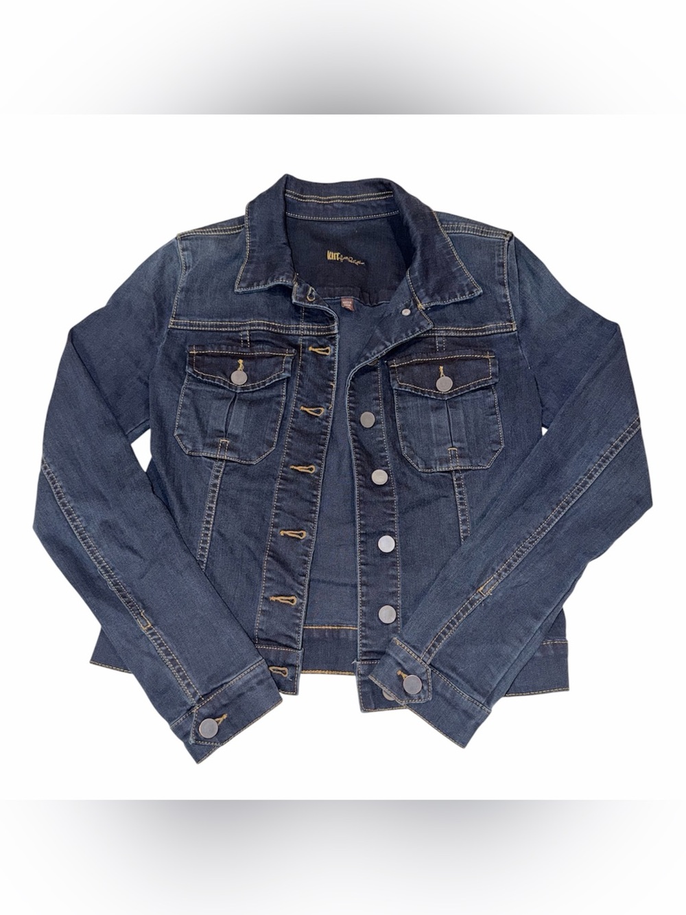 Kut From the Kloth Amelia Cropped Jean Jacket Dark Wash Denim - Women’s Small
